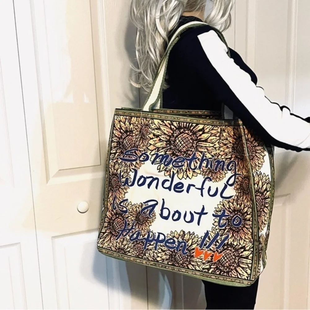 BRIGHTON Something Wonderful Sunflower LOVE Tote Bag - Picture 6 of 15